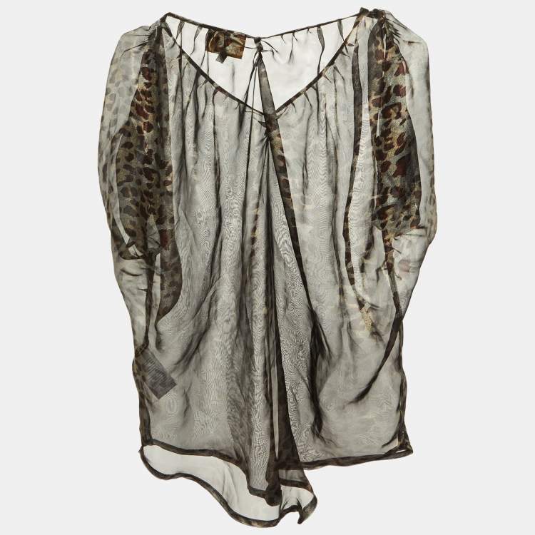 Pre Owned Vivienne Westwood Metallic Animal Printed Chiffon Top S