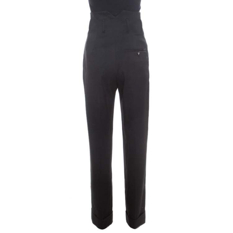 Pre Owned Vivienne Westwood Red Label Black Wool High Waisted Tailored Trousers S