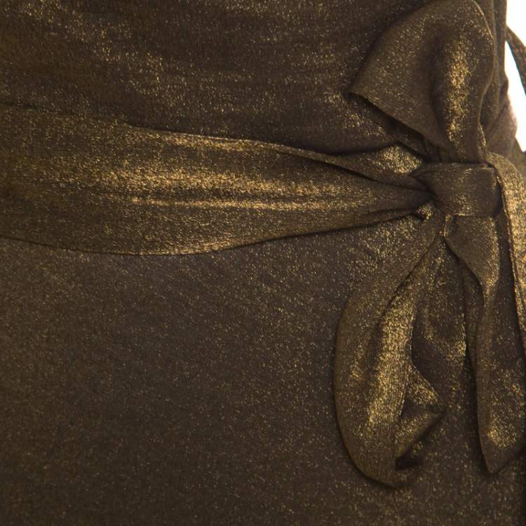 Pre Owned Vivienne Westwood Anglomnia Metallic Gold Asymmetric Hem Sleeveless Vasari Dress S