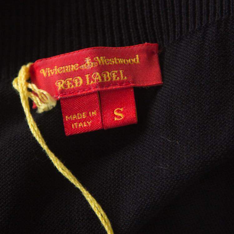 Pre Owned Vivienne Westwood Red Label Black Rib Knit Sleeveless Fitted Belted Midi Dress S