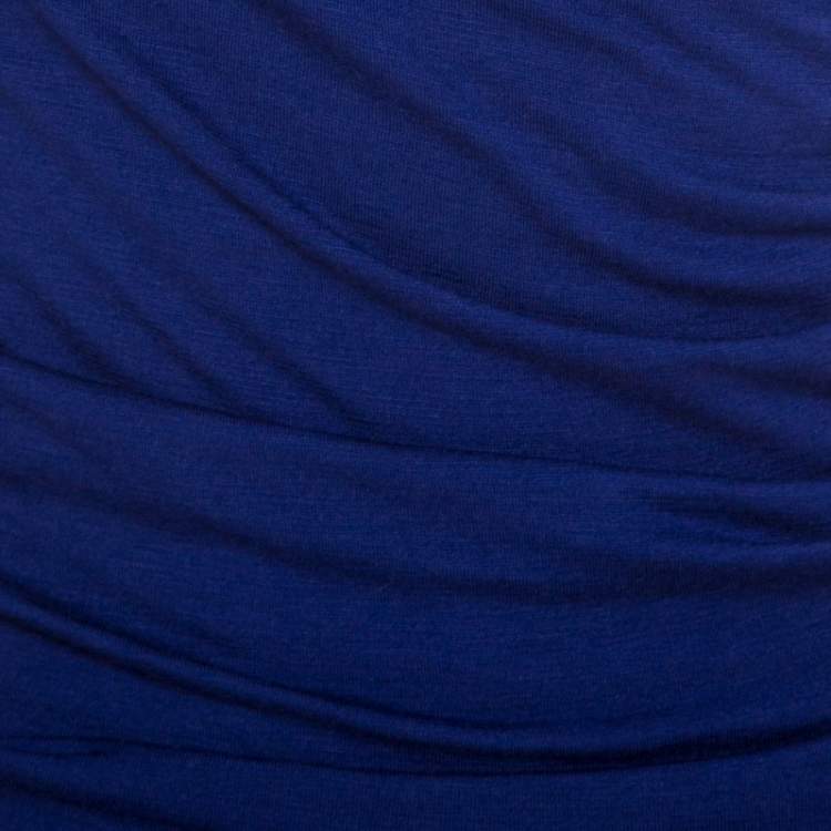 Pre Owned Vivienne Westwood Anglomania Blue Stretch Knit Wool Ruched Deity Top M