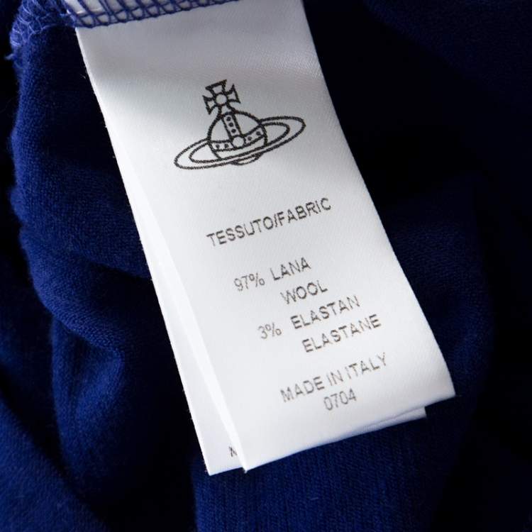 Pre Owned Vivienne Westwood Anglomania Blue Stretch Knit Wool Ruched Deity Top M