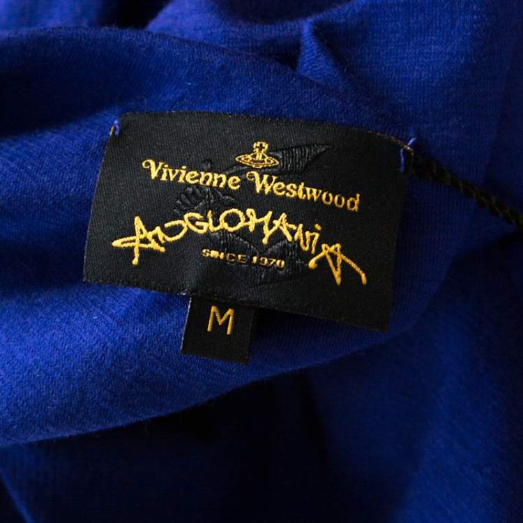 Pre Owned Vivienne Westwood Anglomania Blue Stretch Knit Wool Ruched Deity Top M