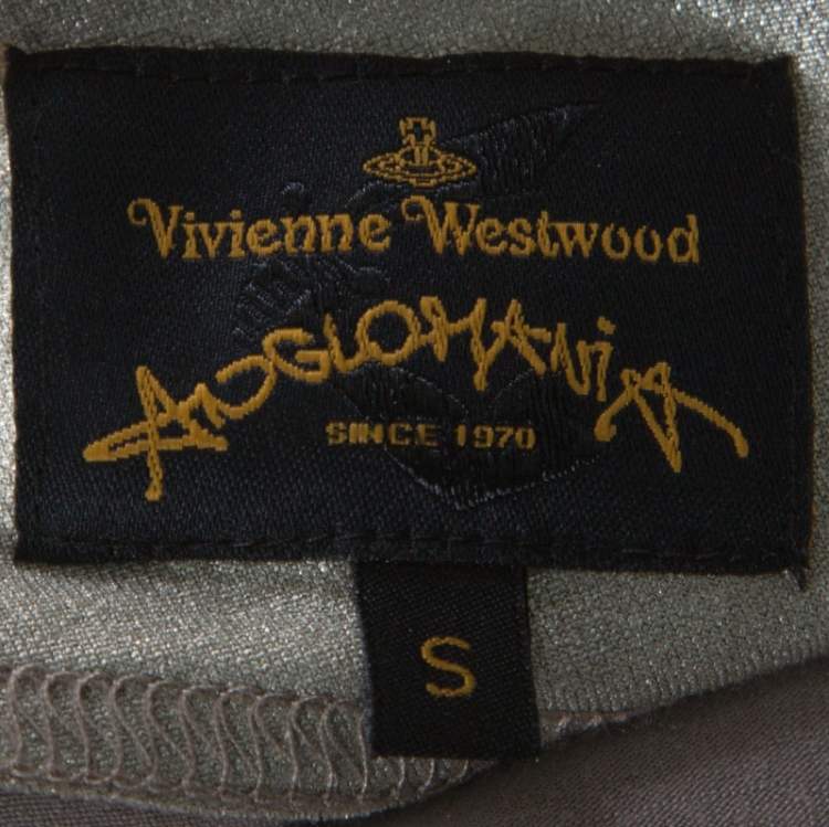 Pre Owned Vivienne Westwood Anglomania Metallic Stretch Knit Asymmetric Dress S 