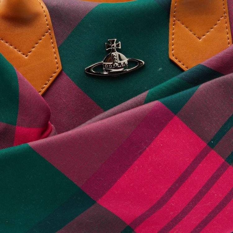 Pre Owned Vivienne Westwood Multicolor Check Canvas and Leather Satchel