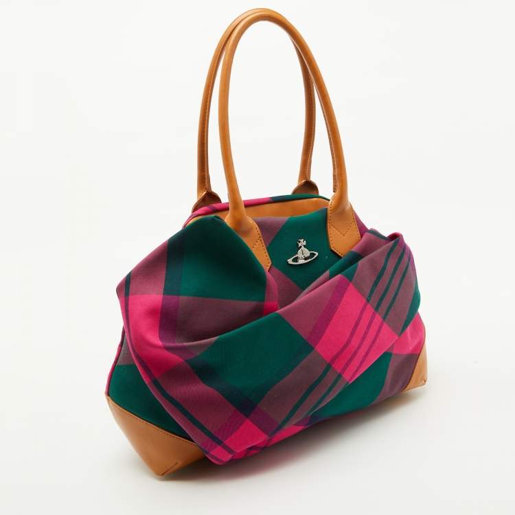 Pre Owned Vivienne Westwood Multicolor Check Canvas and Leather Satchel