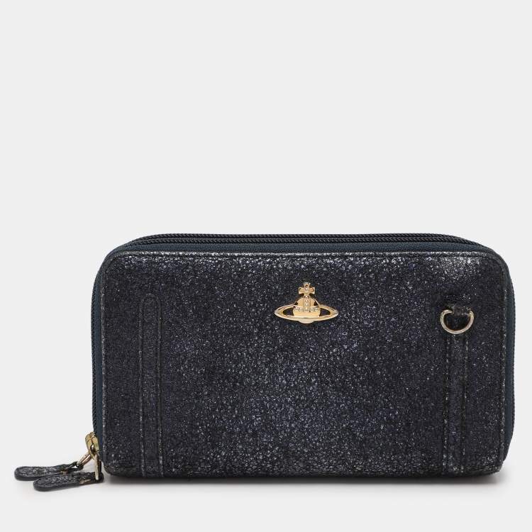 Pre Owned Vivienne Westwood Metallic Suede Double Zip Wallet