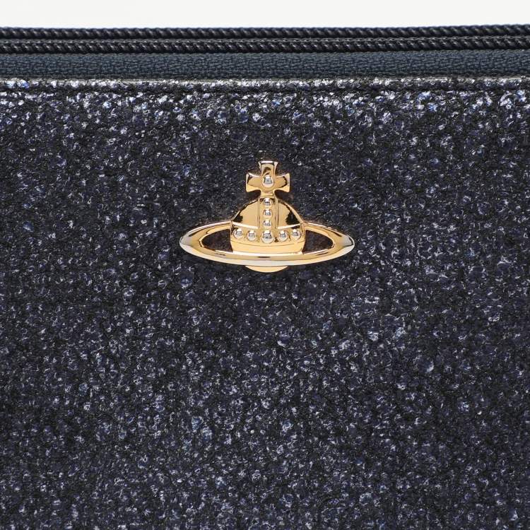 Pre Owned Vivienne Westwood Metallic Suede Double Zip Wallet