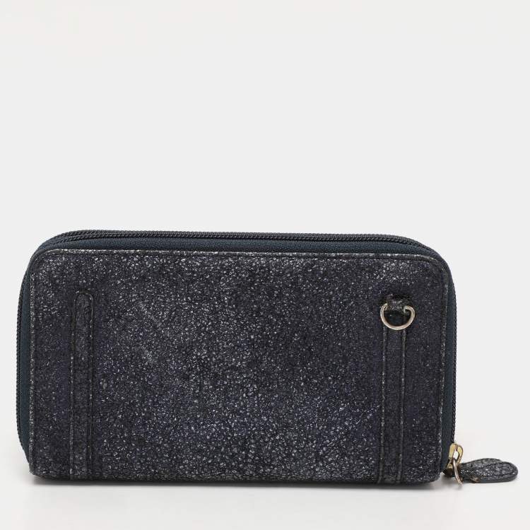 Pre Owned Vivienne Westwood Metallic Suede Double Zip Wallet