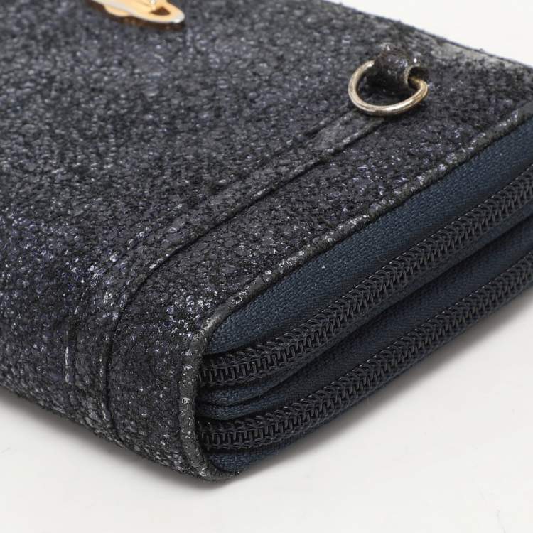 Pre Owned Vivienne Westwood Metallic Suede Double Zip Wallet