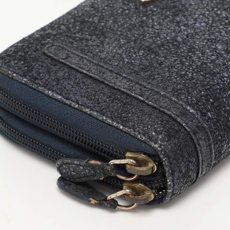 Pre Owned Vivienne Westwood Metallic Suede Double Zip Wallet