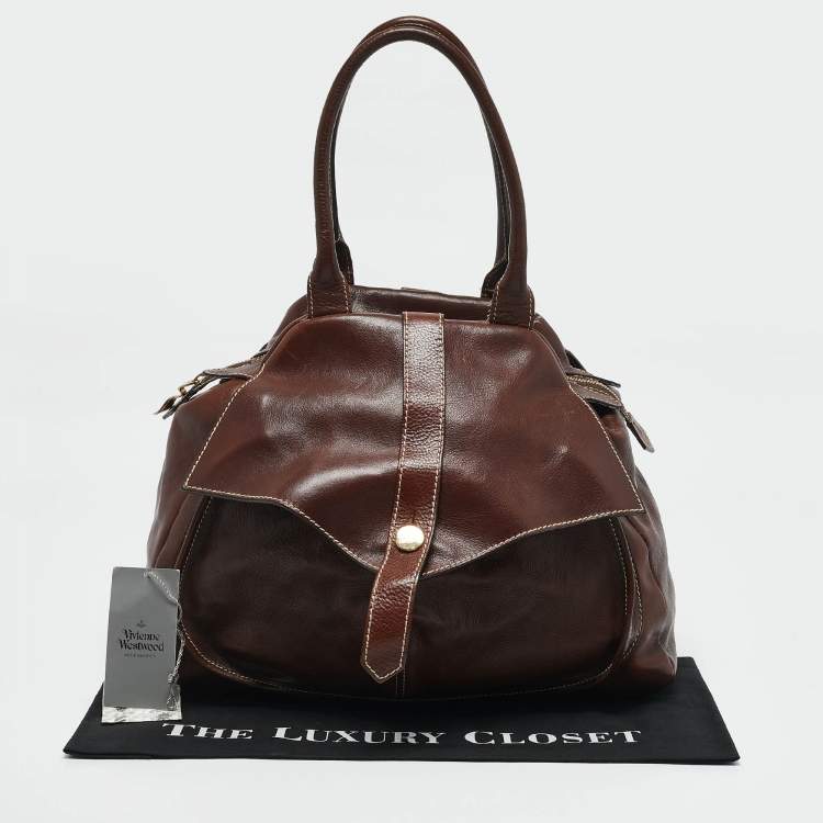 Pre Owned Vivienne Westwood Brown Leather Brighton Frame Satchel