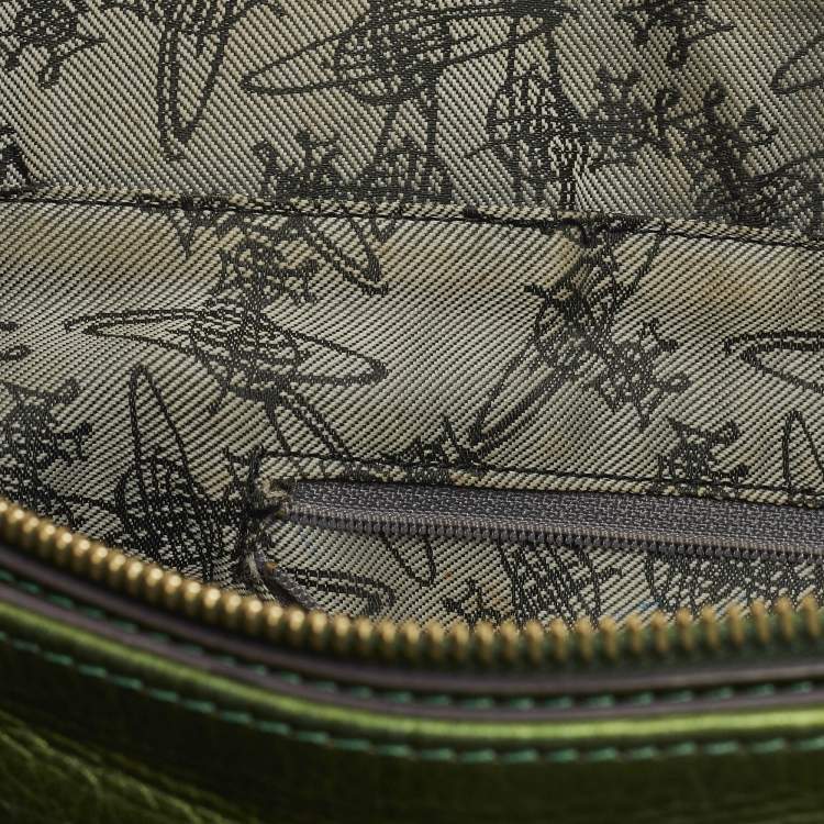 Pre Owned Vivienne Westwood Green Leather Zip Tote