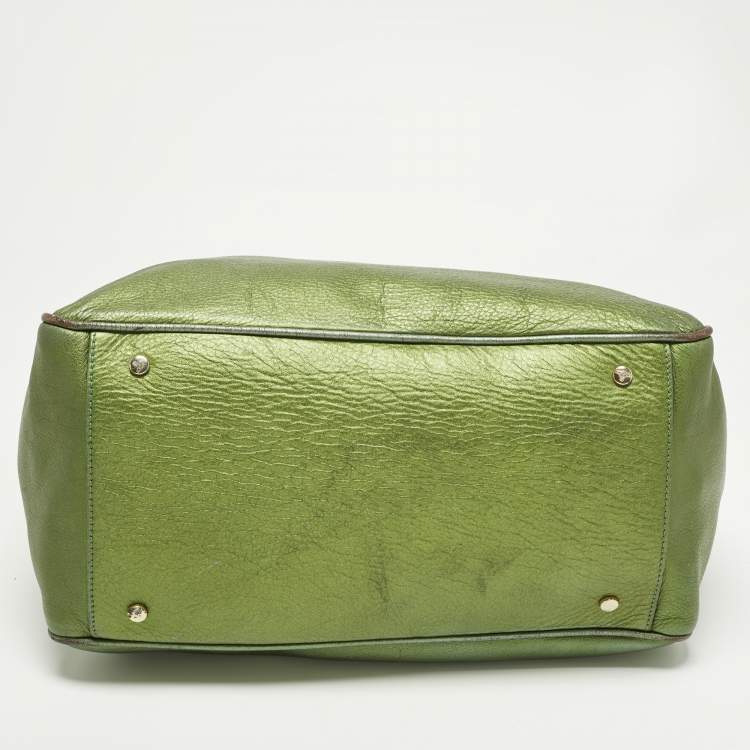 Pre Owned Vivienne Westwood Green Leather Zip Tote