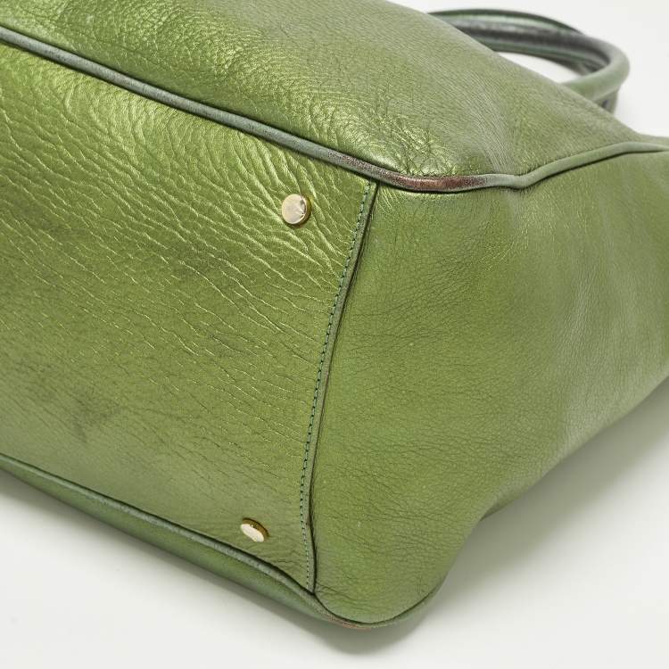 Pre Owned Vivienne Westwood Green Leather Zip Tote