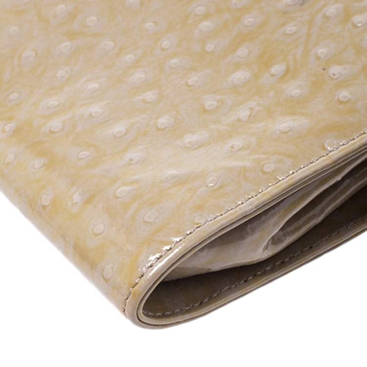 Pre Owned Vivienne Westwood Beige Ostrich Embossed Ebury Chain Clutch