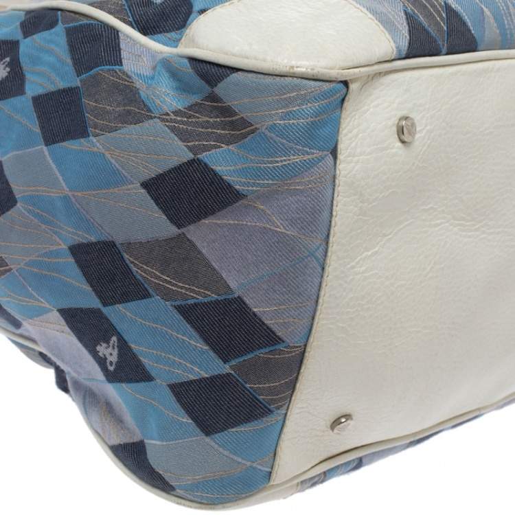 Pre Owned Vivienne Westwood Blue/White Printed Canvas and Leather Dome Satchel