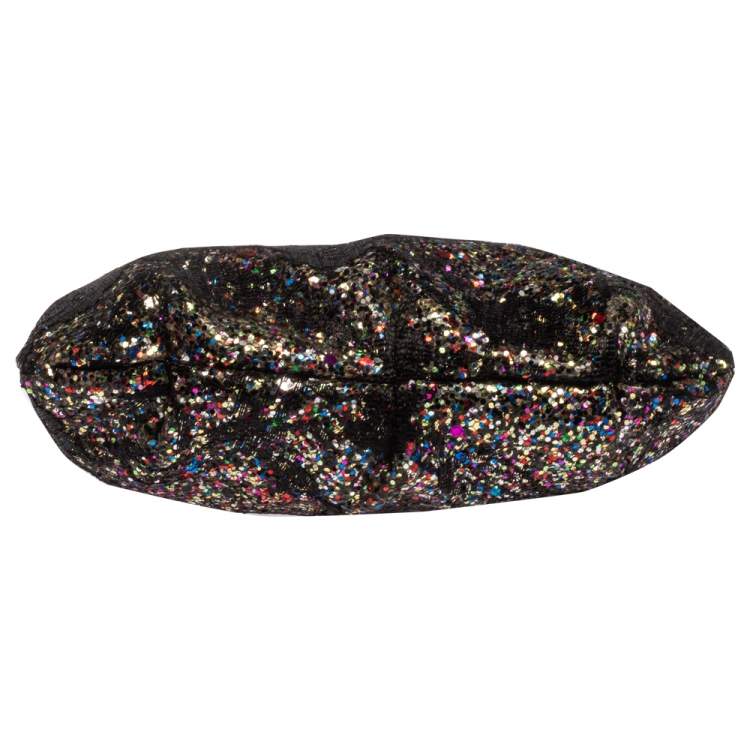 Pre Owned Vivienne Westwood Multicolor Lace and Glitter Kiss Lock Chain Clutch 