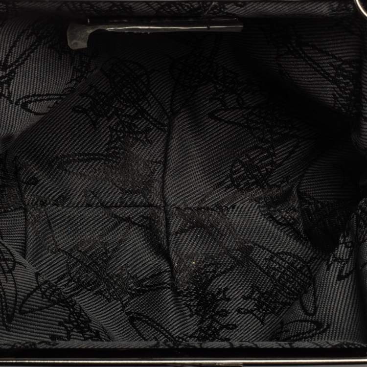 Pre Owned Vivienne Westwood Multicolor Lace and Glitter Kiss Lock Chain Clutch 