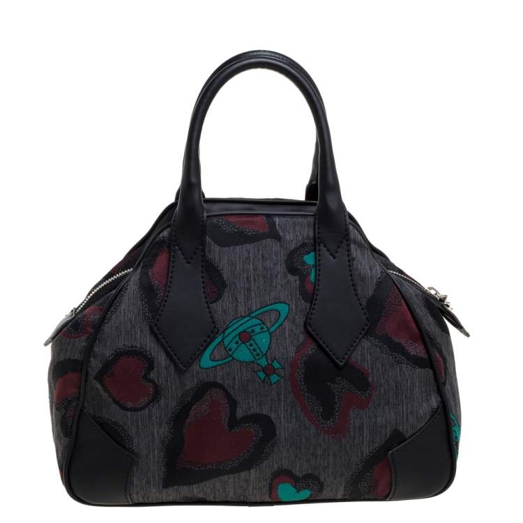 Pre Owned Vivienne Westwood Multicolor Printed Fabric and Leather Derby Satchel