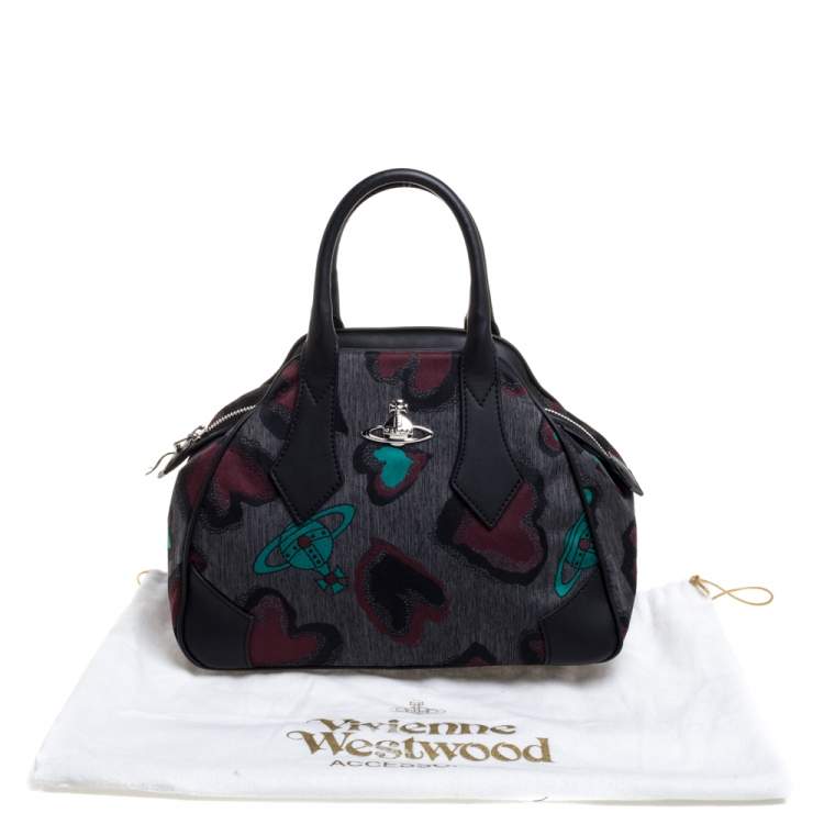 Pre Owned Vivienne Westwood Multicolor Printed Fabric and Leather Derby Satchel
