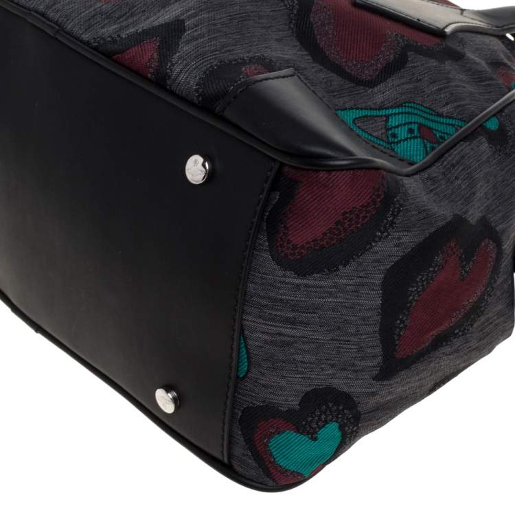 Pre Owned Vivienne Westwood Multicolor Printed Fabric and Leather Derby Satchel