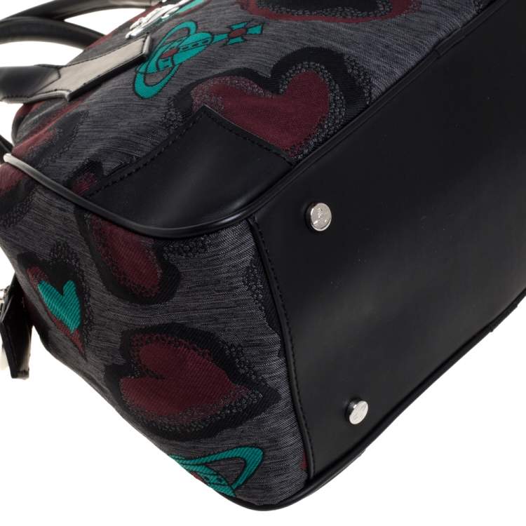 Pre Owned Vivienne Westwood Multicolor Printed Fabric and Leather Derby Satchel