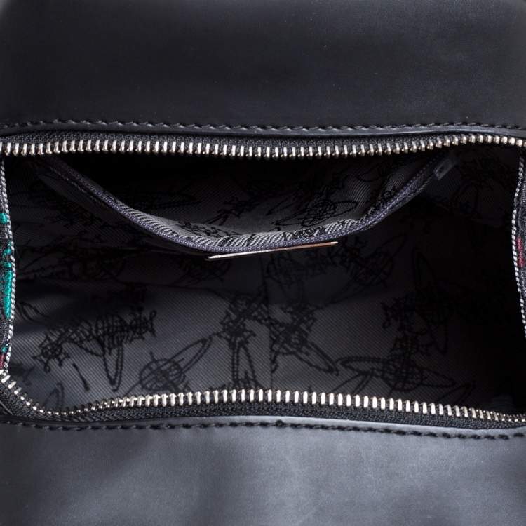 Pre Owned Vivienne Westwood Multicolor Printed Fabric and Leather Derby Satchel
