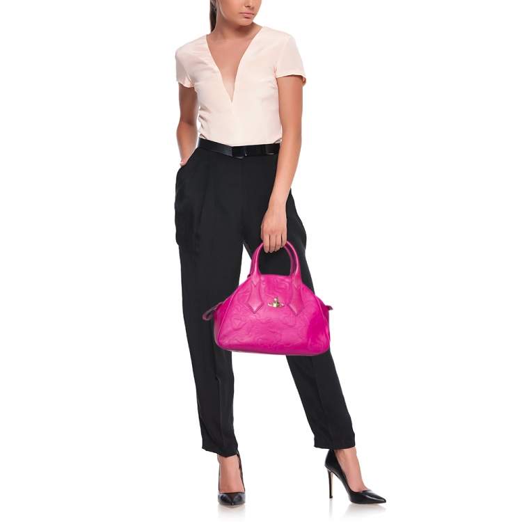 Pre Owned Vivienne Westwood Magenta Embossed Leather Yasmine Satchel