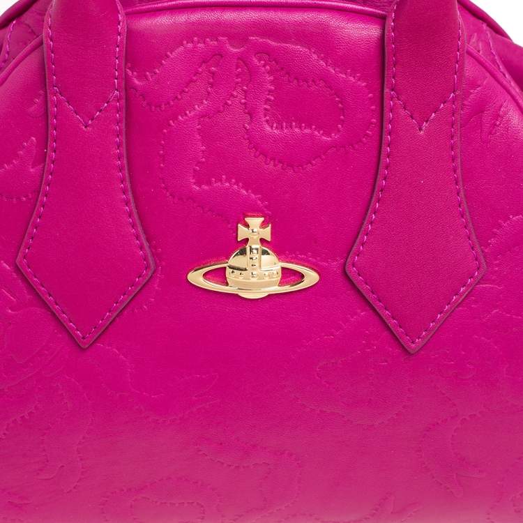 Pre Owned Vivienne Westwood Magenta Embossed Leather Yasmine Satchel