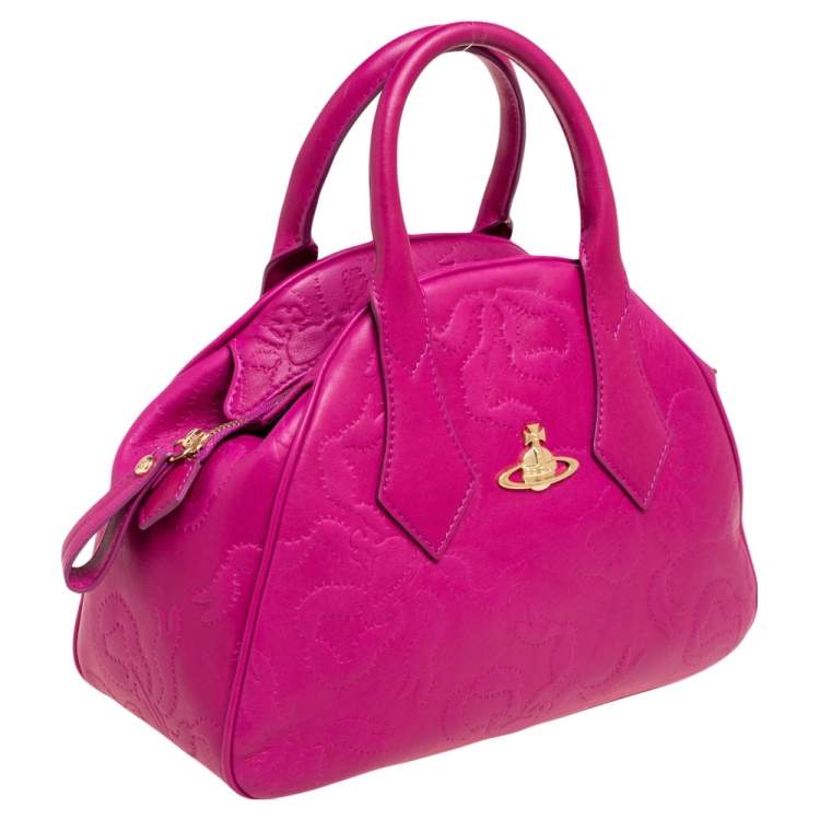 Pre Owned Vivienne Westwood Magenta Embossed Leather Yasmine Satchel