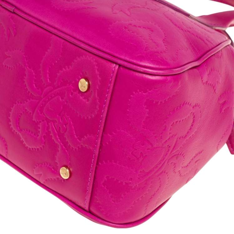 Pre Owned Vivienne Westwood Magenta Embossed Leather Yasmine Satchel