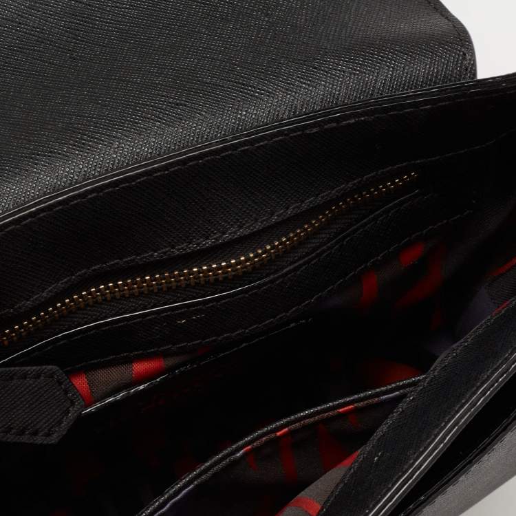 مملوكة مسبقًا Vivienne Westwood Black Leather Flap Crossbody Bag