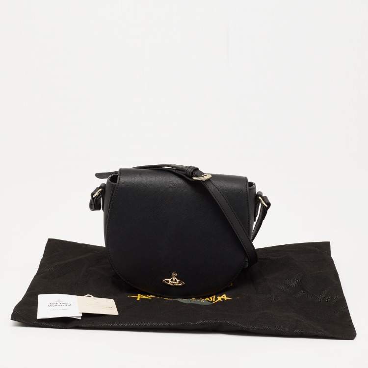 مملوكة مسبقًا Vivienne Westwood Black Leather Flap Crossbody Bag