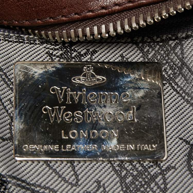 Pre Owned Vivienne Westwood Brown/Beige Faux Fur and Leather Satchel