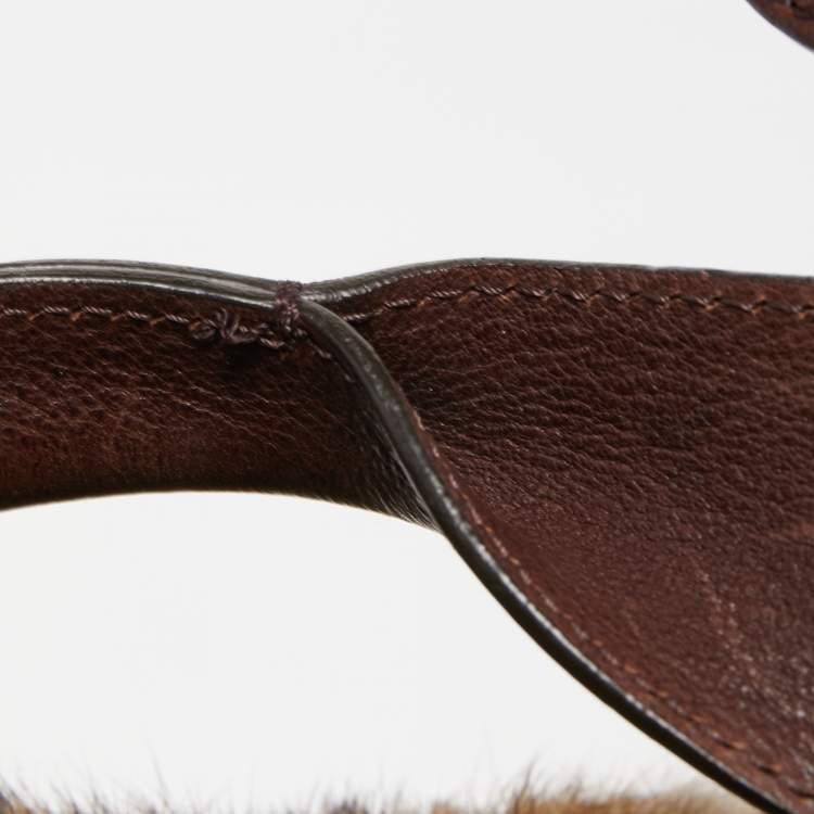 Pre Owned Vivienne Westwood Brown/Beige Faux Fur and Leather Satchel
