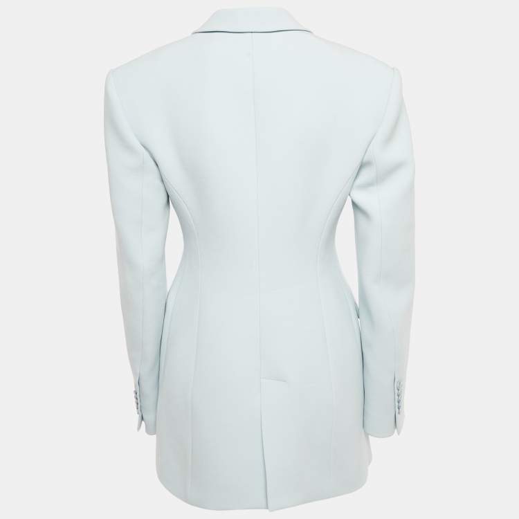 Pre Owned Wardrobe NYC Blue Wool Crepe Button Front Blazer S