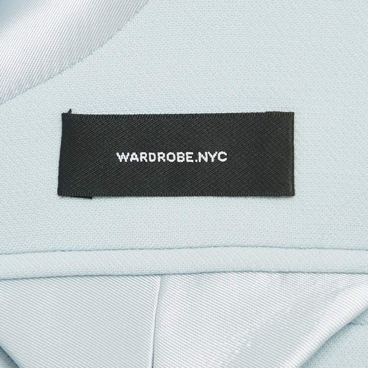 Pre Owned Wardrobe NYC Blue Wool Crepe Button Front Blazer S