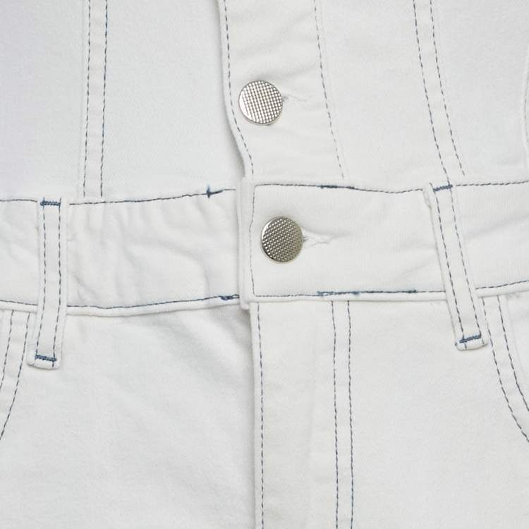 Pre Owned Wear That White Denim Strapless Jumpsuit M