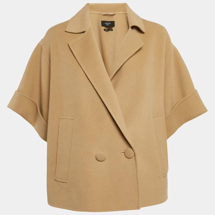 Pre Owned Weekend Max Mara Beige Felt Wool Double Breasted Short Coat S