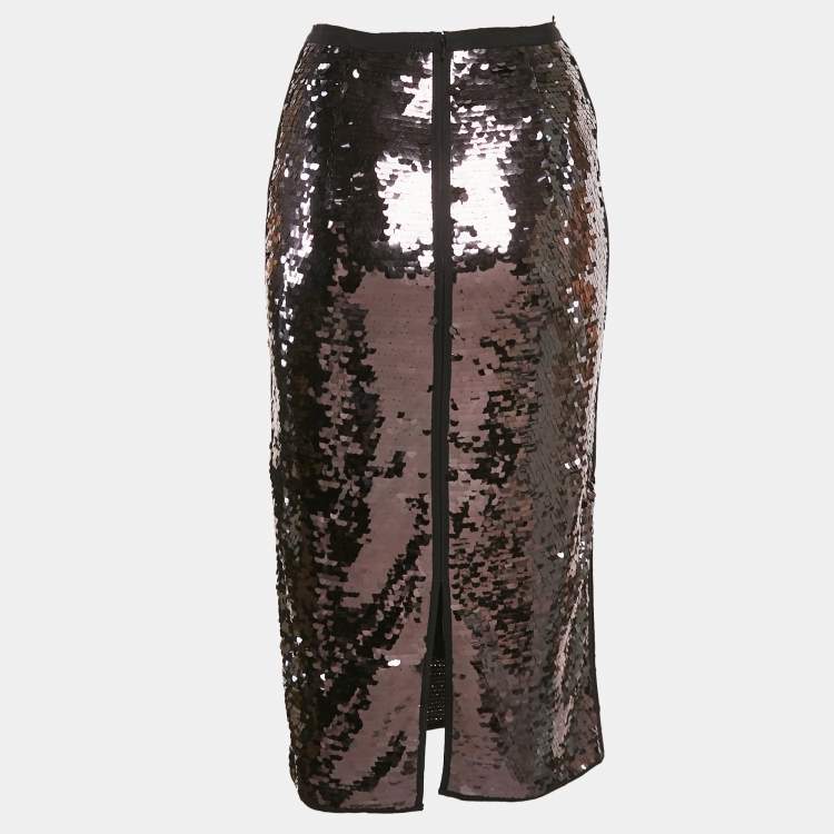 Pre Owned Weekend Max Mara Black Sequin Midi Skirt XS