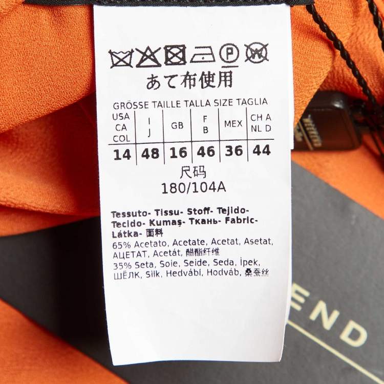Pre Owned Weekend Max Mara Orange Crepe Pulvino Shirt Dress L