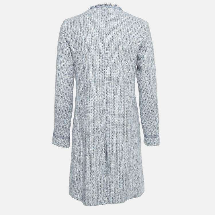 Pre Owned Weekend Max Mara Blue Tweed Mid-Length Coat S