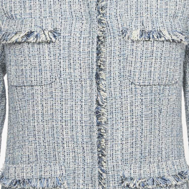 Pre Owned Weekend Max Mara Blue Tweed Mid-Length Coat S