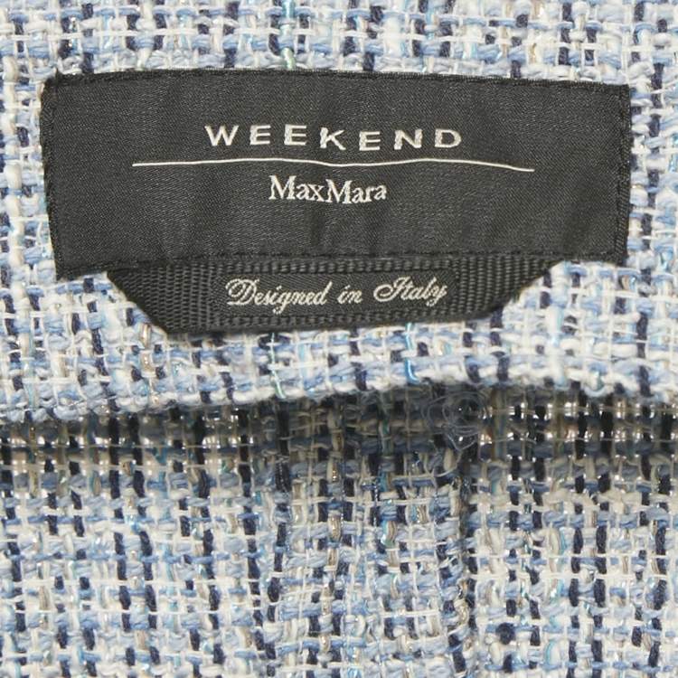 Pre Owned Weekend Max Mara Blue Tweed Mid-Length Coat S