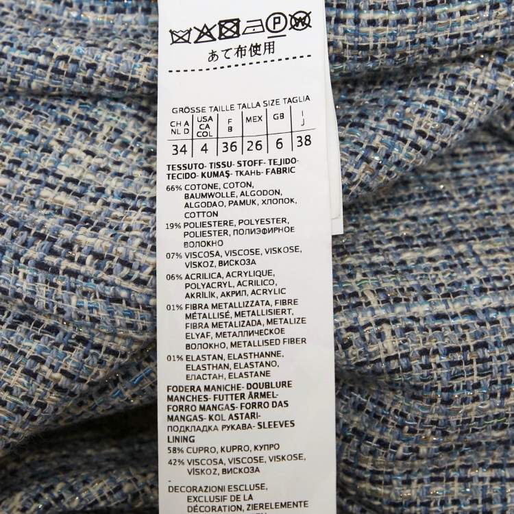 Pre Owned Weekend Max Mara Blue Tweed Mid-Length Coat S