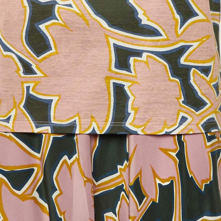 Pre Owned Weekend Max Mara Pink Printed Cotton & Silk Co-Ord Set XS/S