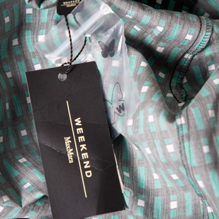 Pre Owned Weekend Max Mara Green Geometric Print Cotton Ravello Wrap Dress XS