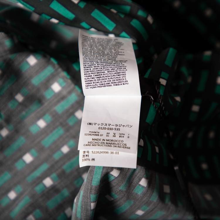 Pre Owned Weekend Max Mara Green Geometric Print Cotton Ravello Wrap Dress XS