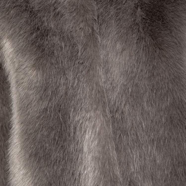 Pre Owned Weekend Max Mara Grey Faux Fur Jacket S